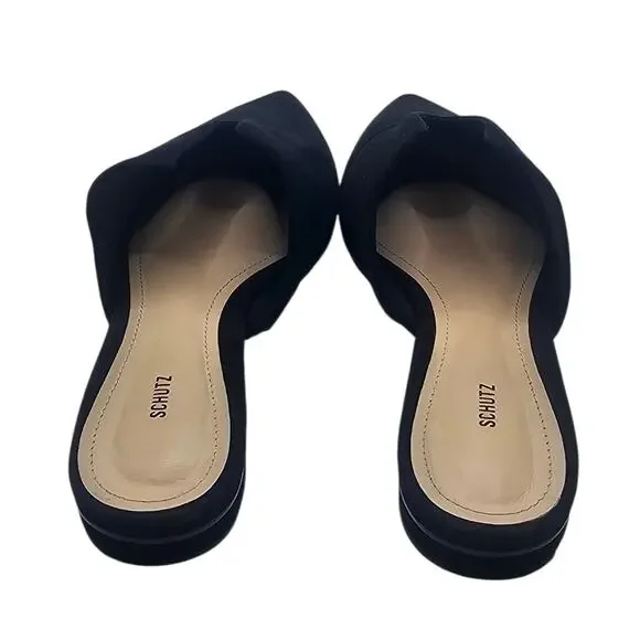 Schutz Anthropologie Black Suede Leather Kirsten Pointed Toe Mule Slides - Picture 6 of 9